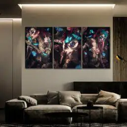 120x80 cm - exclusive - 3-luik butterfly allison - glasschilderij - meubelboutique. Nl